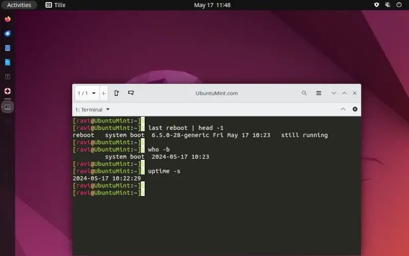 Find Last Ubuntu Boot Time