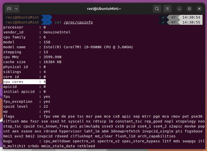 How To Find Number Of CPU Cores In Ubuntu