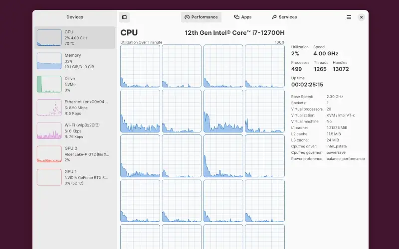 Mission Center - Linux System Monitor App